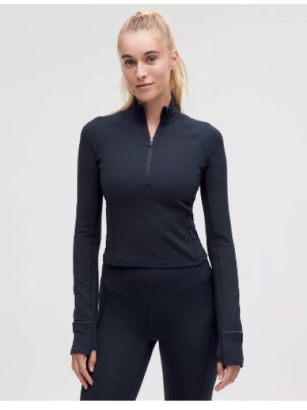 It’s Rulu Cropped Half Zip* Updated True Navy